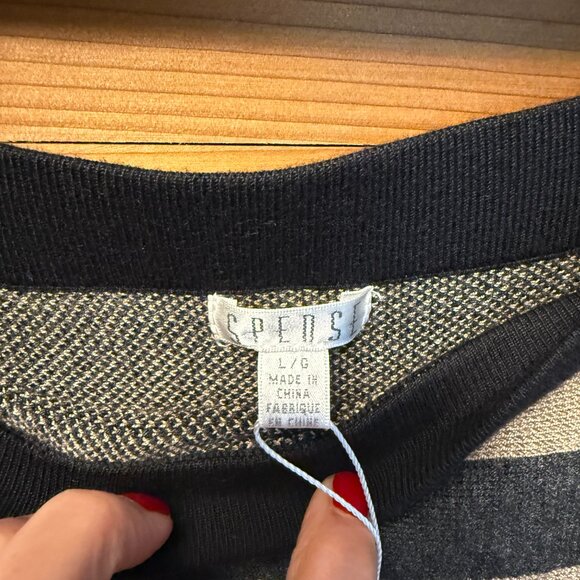 SPENSE Black, Gray, and Camel Below the Knee Pull-on Striped Skirt Large NWT - Picture 3 of 6